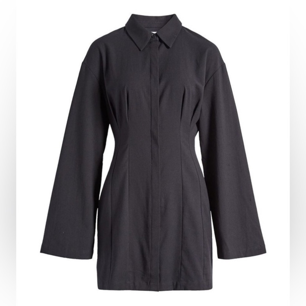 Reformation Rana Black Button Down Organic Cotton Dress Size 8
